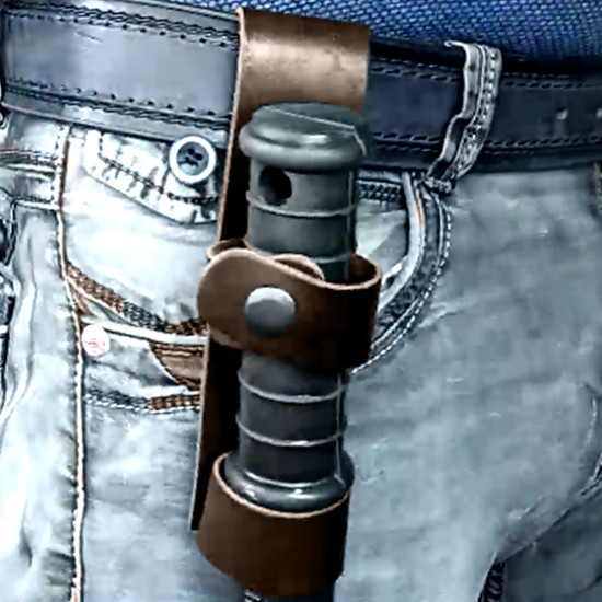 Подвес, держатель для резиновой дубинки на пояс кожаный цвет шоколад