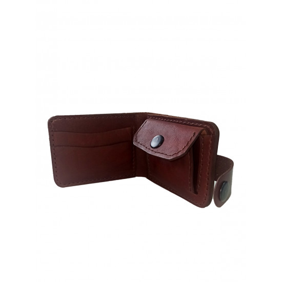 Кошелек кожаный миниатюрный вместительный цвет коньяк