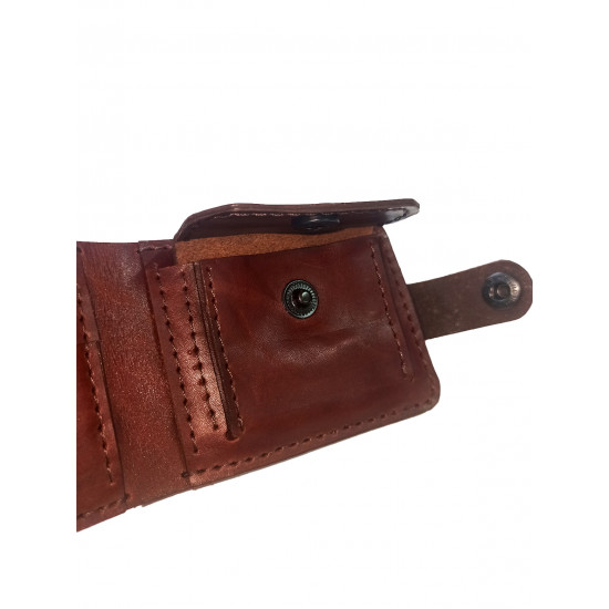 Кошелек кожаный миниатюрный вместительный цвет коньяк