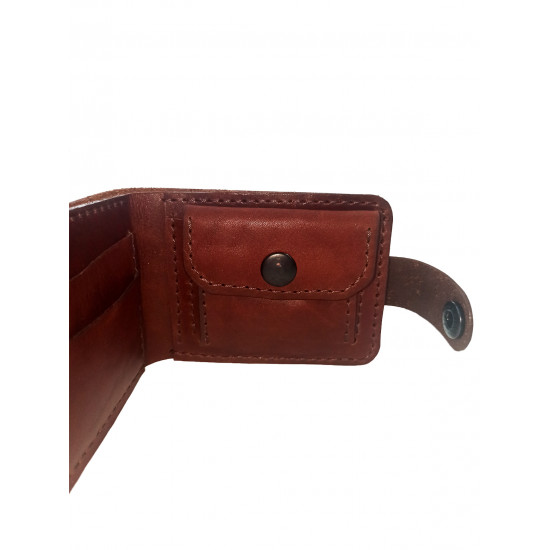 Кошелек кожаный миниатюрный вместительный цвет коньяк