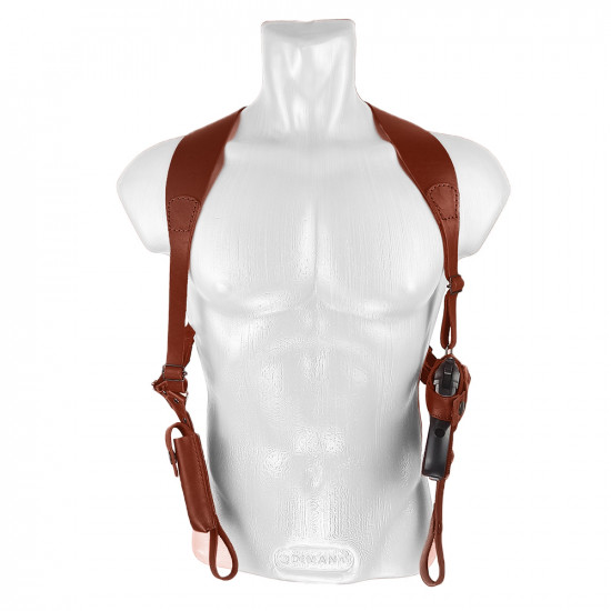 Кобура оперативная для ПМ пистолета Макарова с магазином кожа цвет коньяк