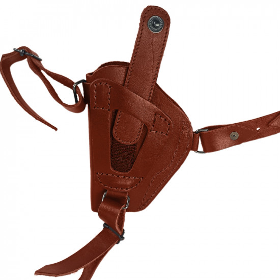 Кобура оперативная для ПМ пистолета Макарова с магазином кожа цвет коньяк
