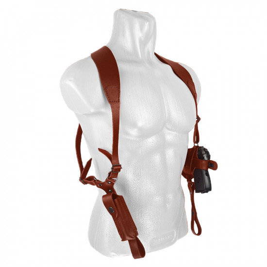 Кобура оперативная для ПМ пистолета Макарова с магазином кожа цвет коньяк