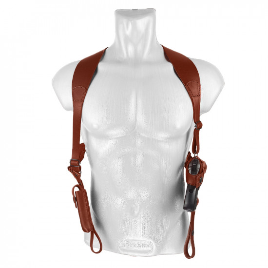 Кобура оперативная для ПМ пистолета Макарова с магазином кожа цвет коньяк