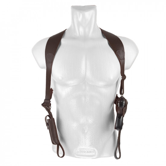 Кобура оперативная для ПМ пистолета Макарова с магазином кожа цвет шоколад