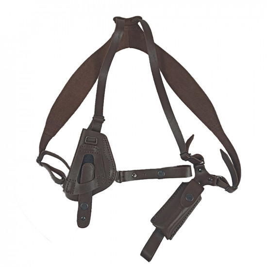 Кобура оперативная для ПМ пистолета Макарова с магазином кожа цвет шоколад