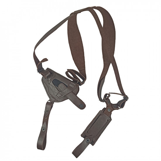 Кобура оперативная для ПМ пистолета Макарова с магазином кожа цвет шоколад