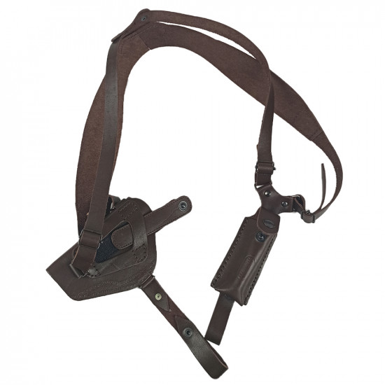 Кобура оперативная для ПМ пистолета Макарова с магазином кожа цвет шоколад