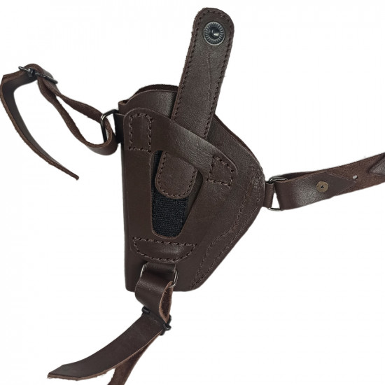 Кобура оперативная для ПМ пистолета Макарова с магазином кожа цвет шоколад