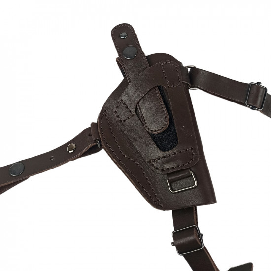 Кобура оперативная для ПМ пистолета Макарова с магазином кожа цвет шоколад