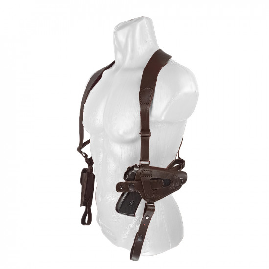 Кобура оперативная для ПМ пистолета Макарова с магазином кожа цвет шоколад