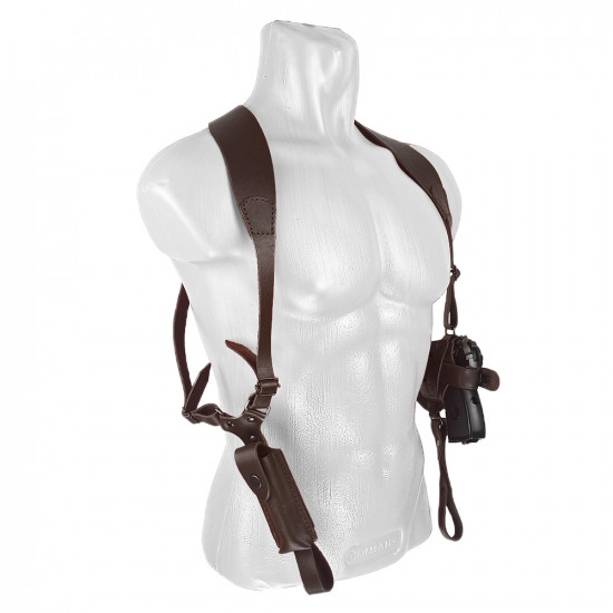 Кобура оперативная для ПМ пистолета Макарова с магазином кожа цвет шоколад