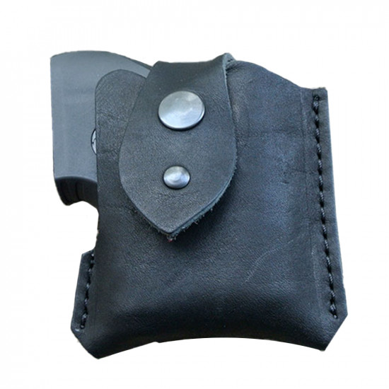 Кобура для Оберег аэрозольного пистолета поясная со скобой натуральная кожа, черная