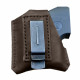 Кобура для Оберег аэрозольного пистолета поясная со скобой натуральная кожа, цвет шоколад