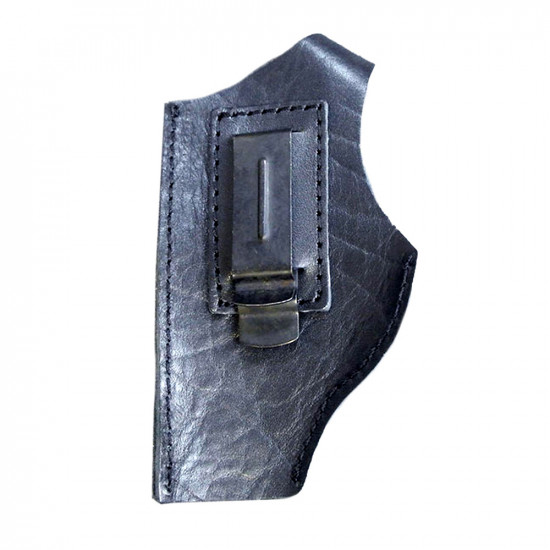 Кобура кожаная поясная для пистолета Макаров ПМ со скобой, черная