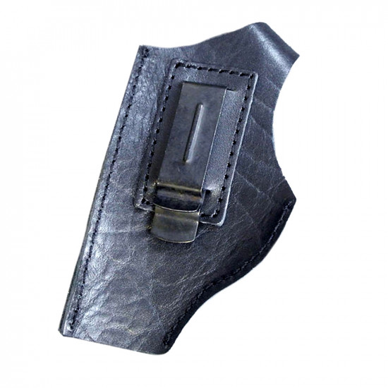 Кобура кожаная поясная для пистолета Макаров ПМ со скобой, черная