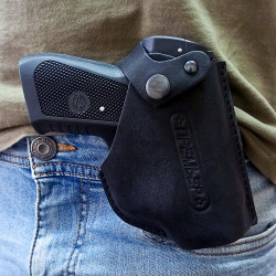 Кобура для пистолета Премьер поясная со скобой натуральная кожа, черная