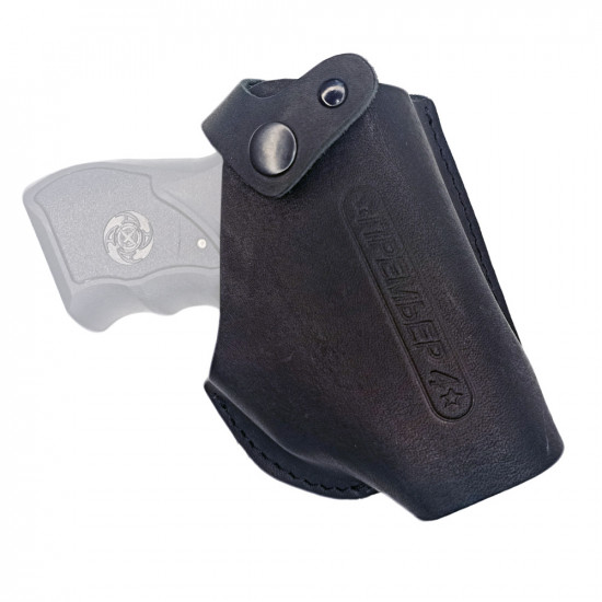 Кобура для Премьер-4 аэрозольного пистолета поясная со скобой натуральная кожа, черная