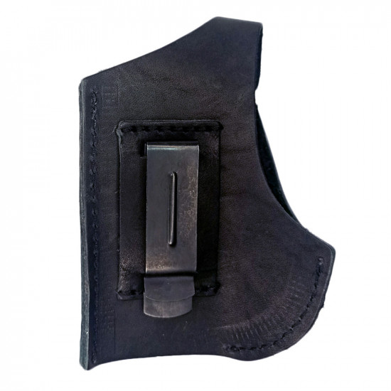 Кобура для Премьер-4 аэрозольного пистолета поясная со скобой натуральная кожа, черная