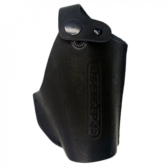 Кобура для Премьер-4 аэрозольного пистолета поясная со скобой натуральная кожа, черная