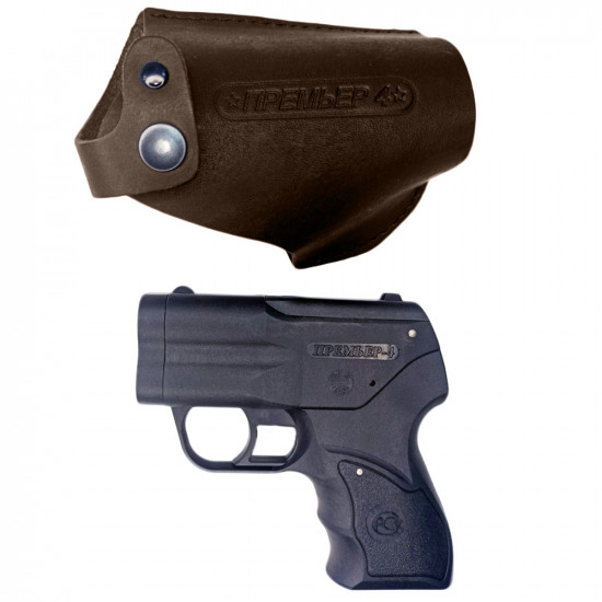 Кобура для Премьер-4 аэрозольного пистолета поясная со скобой натуральная кожа, цвет шоколад