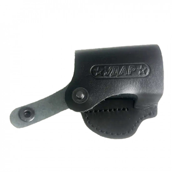 Кобура кожаная поясная для пистолета Удар со скобой, черная