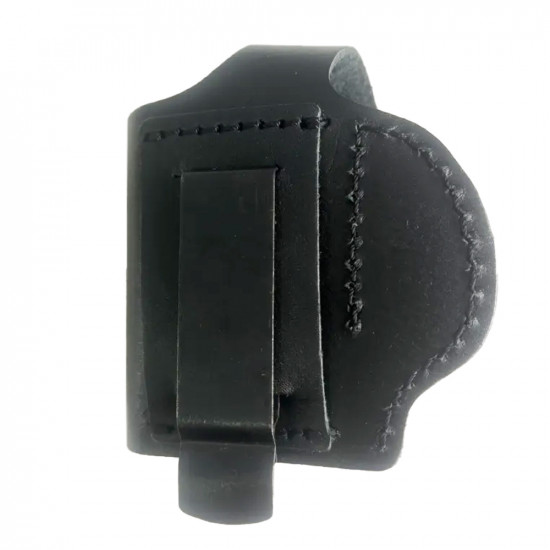 Кобура кожаная поясная для пистолета Удар со скобой, черная