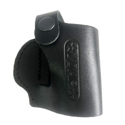 Кобура кожаная поясная для пистолета Удар со скобой, черная