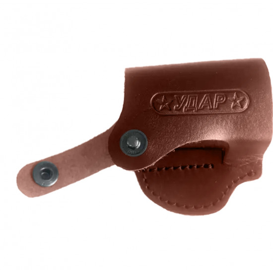 Кобура кожаная поясная для пистолета Удар со скобой, цвет коньяк