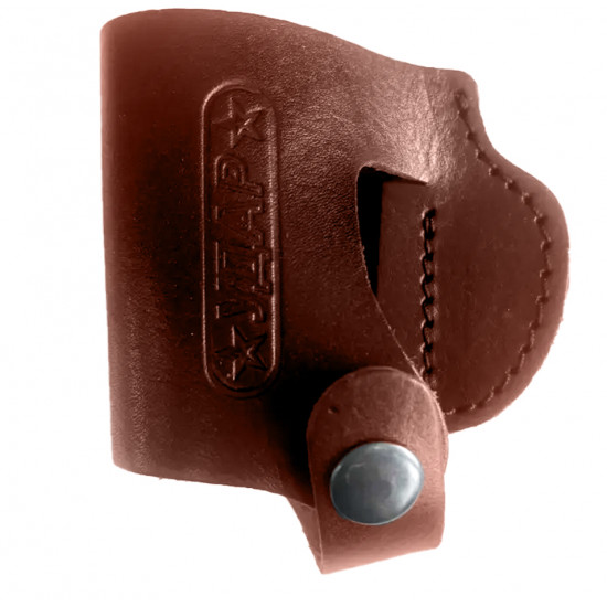Кобура кожаная поясная для пистолета Удар со скобой, цвет коньяк