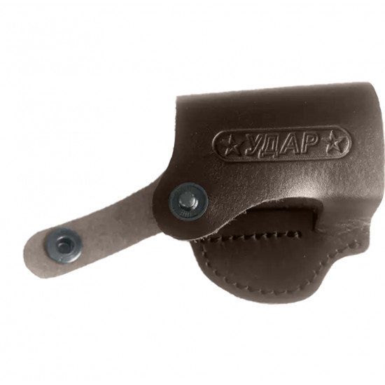 Кобура кожаная поясная для пистолета Удар со скобой, цвет шоколад