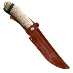 Ножны для ножа с длинной клинка 16 см традиционные кожаные цвет коньяк