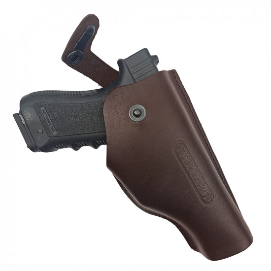 Кобура поясная со скобой для пистолета Glock17, цвет шоколад