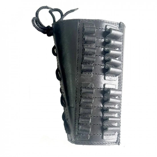 Патронташ кожаный на приклад на 10 патронов 7.62 калибра черный