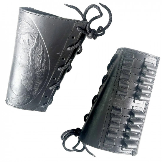 Патронташ кожаный на приклад на 10 патронов 7.62 калибра черный