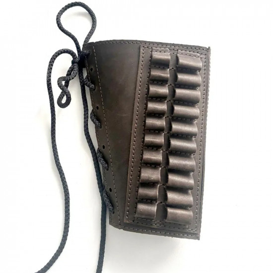 Патронташ кожаный на приклад на 10 патронов 7.62 калибра цвет шоколад