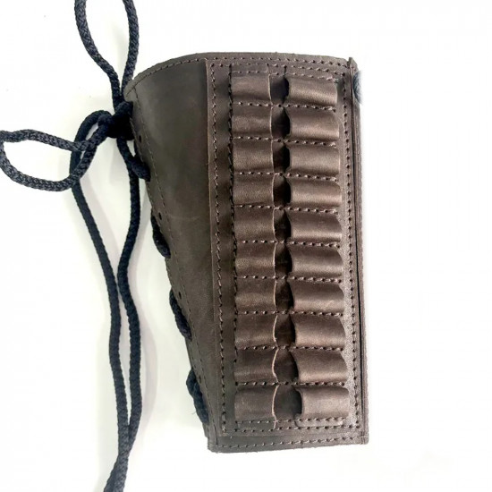 Патронташ кожаный на приклад на 10 патронов 7.62 калибра цвет шоколад