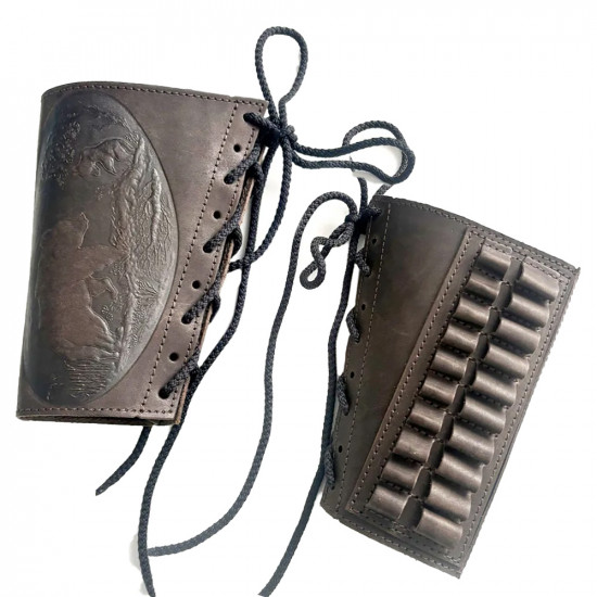 Патронташ кожаный на приклад на 10 патронов 7.62 калибра цвет шоколад