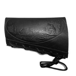 Патронташ на приклад из натуральной кожи на 6 патронов 12 калибра цвет черный