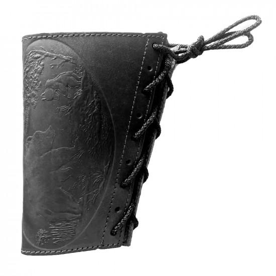 Патронташ на приклад из натуральной кожи на 6 патронов 12 калибра цвет черный