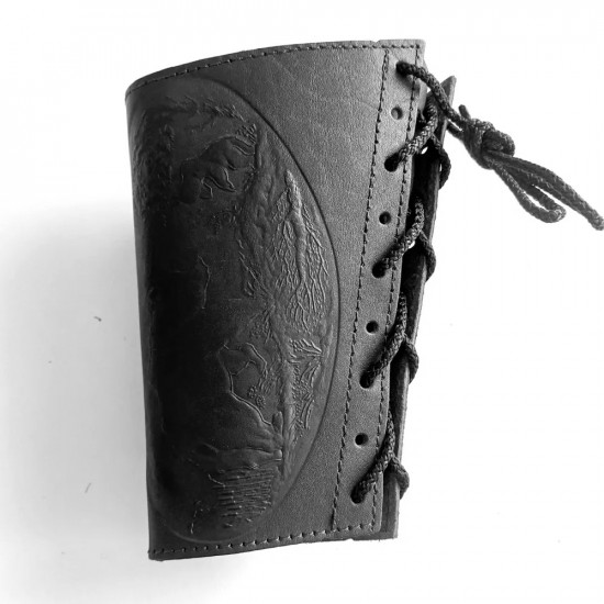 Патронташ на приклад из натуральной кожи на 6 патронов 12 калибра цвет черный