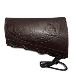 Патронташ на приклад из натуральной кожи на 6 патронов 12 калибра цвет шоколад