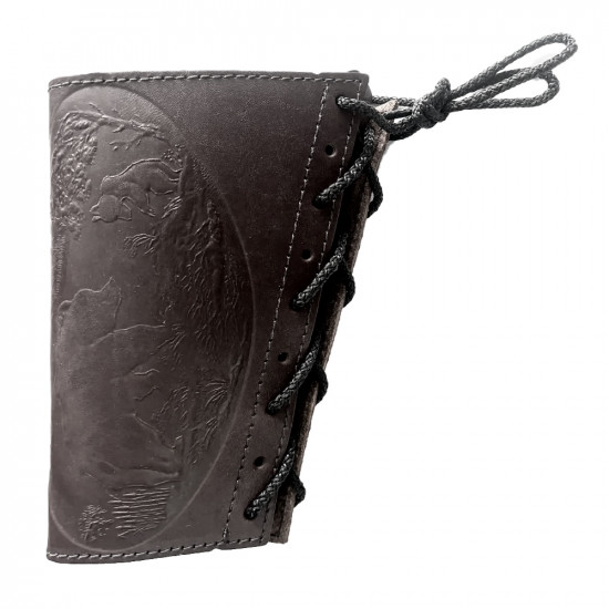 Патронташ на приклад из натуральной кожи на 6 патронов 12 калибра цвет шоколад