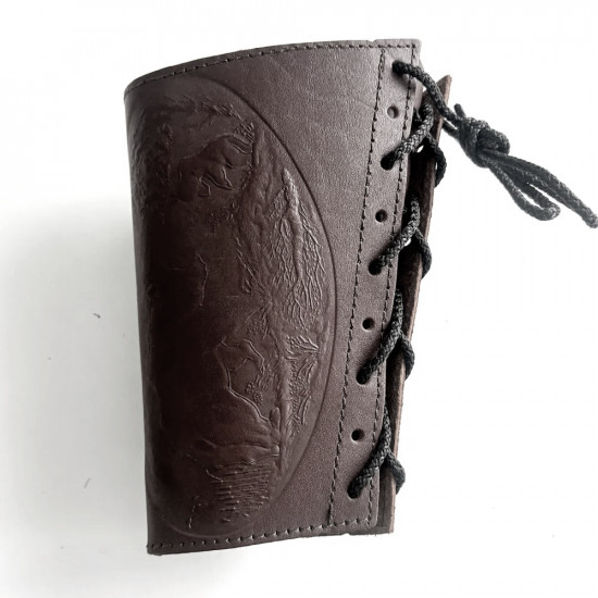 Патронташ на приклад из натуральной кожи на 6 патронов 12 калибра цвет шоколад