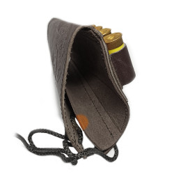 Патронташ на приклад из натуральной кожи на 6 патронов 12 калибра цвет шоколад