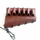 Патронташ на приклад из натуральной кожи на 6 патронов 12 калибра цвет коньяк