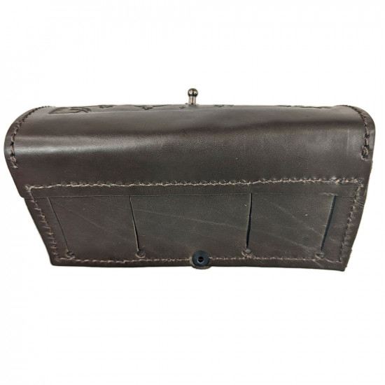 Подсумок кожаный сборный, однорядный, закрытый на пукле на 6 патронов