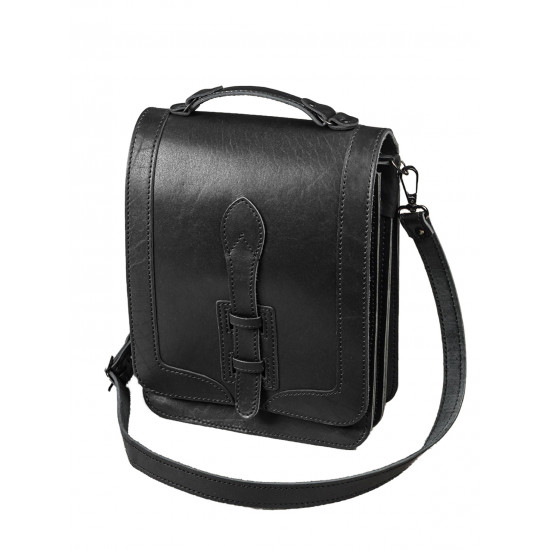 Сумка планшет классический натуральная кожа цвет черный