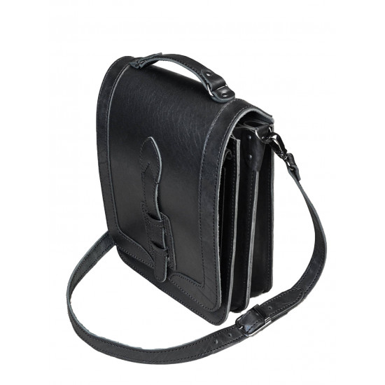 Сумка планшет классический натуральная кожа цвет черный