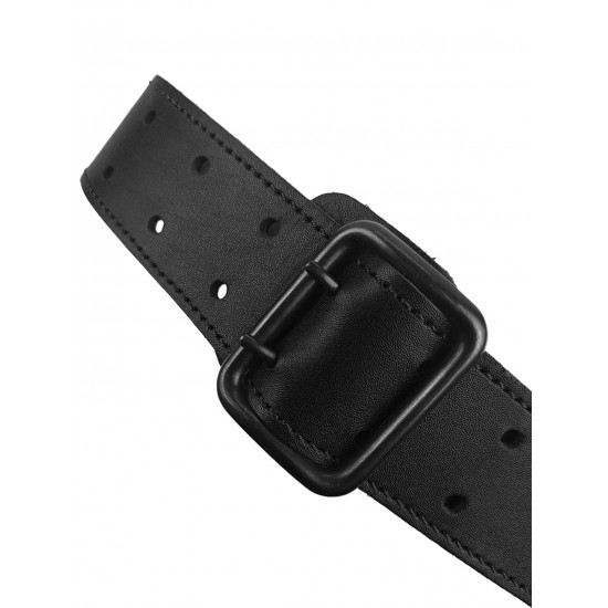 Ремень кожаный фигурный черный 120 см